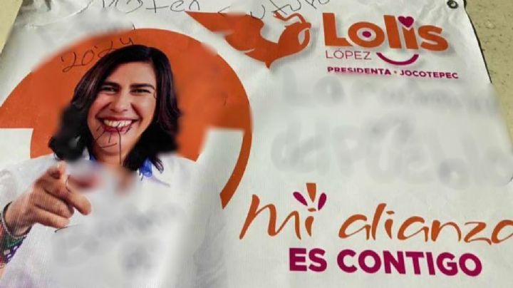 Vandalizan lona de candidata a Jocotepec con mensajes lascivos y discriminatorios