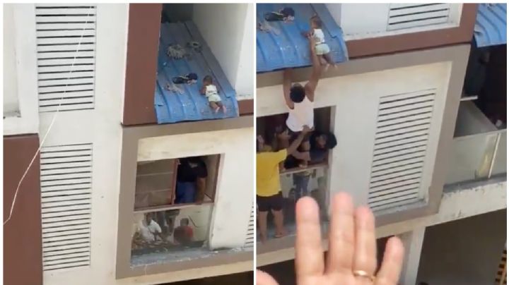 VIDEO: así fue el extremo rescate de un bebé que estuvo a punto de caer de un edificio