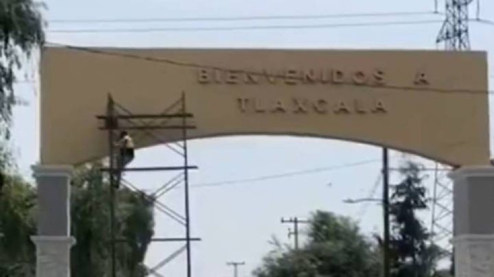Colocan arco de Bienvenidos en Tlaxcala para que turistas no crean que están en Puebla