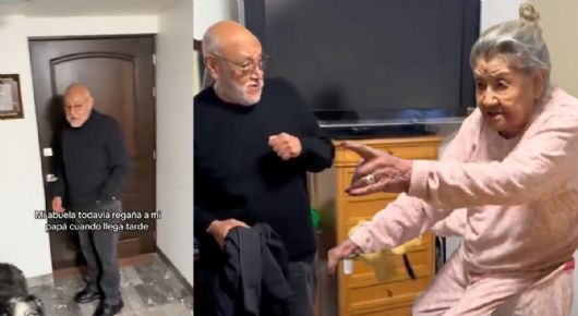 Abuelita de 94 años regaña a su hijo de más de 60 y conmueve a Internet, todo por llegar tarde a casa