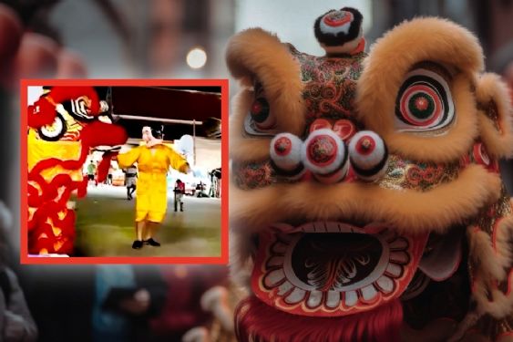 Fue a festejar el Año Nuevo y un "león chino" lo arrestó: eran policías disfrazados | VIDEO