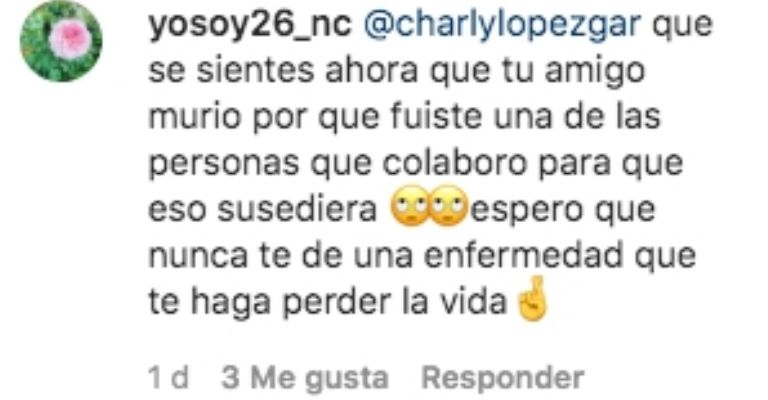 Mensaje de culpa de Charly López