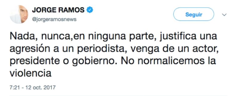 Jorge Ramos condena violencia contra periodistas