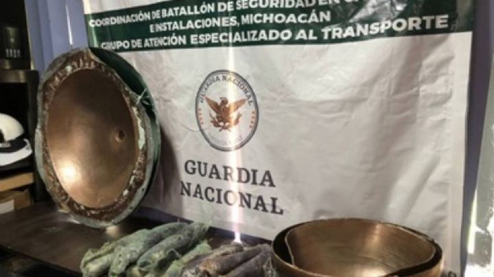 En Morelia asegura la Guardia Nacional dos lavamanos artesanales de cobre con 13 paquetes de metanfetamina