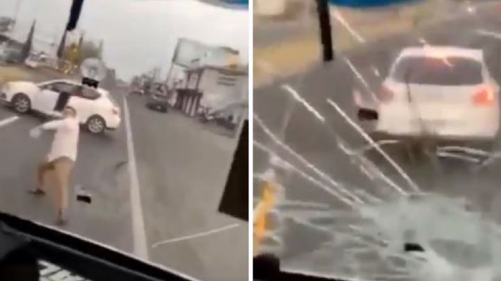Captan violento enfrentamiento entre conductores en autopista de Puebla: VIDEO