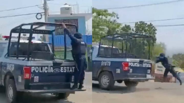 PolicÃ­a sale volando de patrulla en Oaxaca mientras se llevaban a presunto feminicida | VIDEO