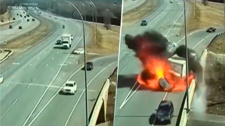 Auto pierde el control, choca contra camión y termina en una gran explosión | VIDEO