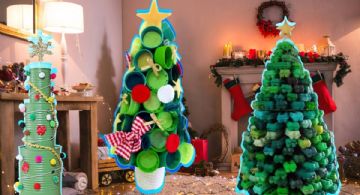 3 ideas con materiales reciclados para poner un árbol de Navidad sin utilizar un pino natural o artificial