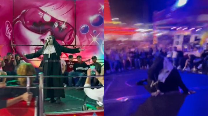 VIDEO: la "Monja de la Feria" se cae por primera vez al bailar