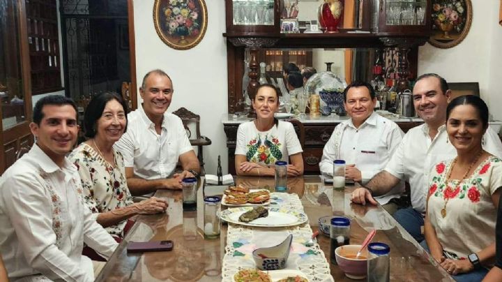 Sheinbaum cena con hijos de exgobernador priista de Yucatán, Víctor Cervera Pacheco