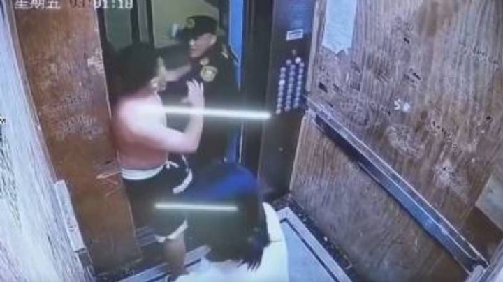 VIDEO: golpeaba a mujer e intenta hacer lo mismo con un policía, pero le da una paliza