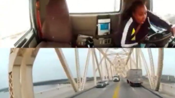 IMÁGENES DRAMÁTICAS: trailera queda colgada de un puente y se aferra a la vida 45 minutos