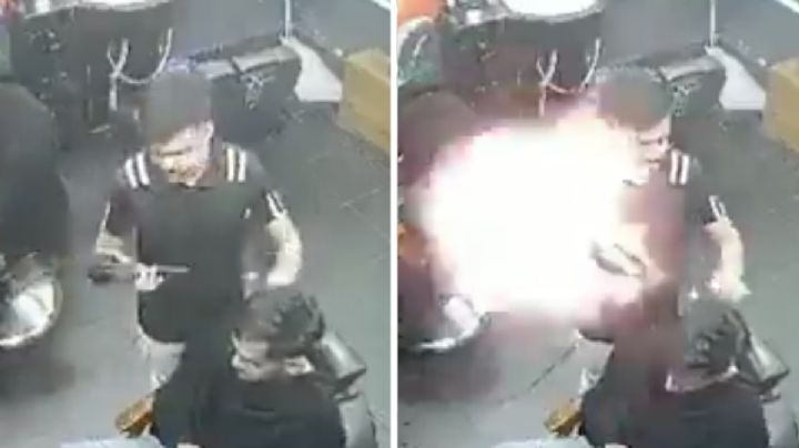 VIDEO: secadora de cabello explota e incendia una barbería, hay 2 muertos