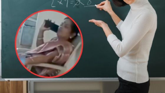 Foto de: Captan a maestra obligando a sus alumnos a darle masaje en los pies en horario de clases | VIDEO