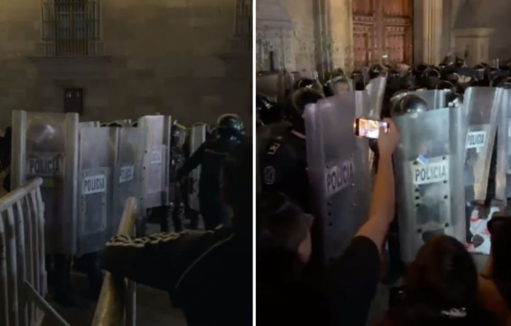 Encapuchados intentan dar portazo en Palacio Nacional: SSC confirma línea de contención