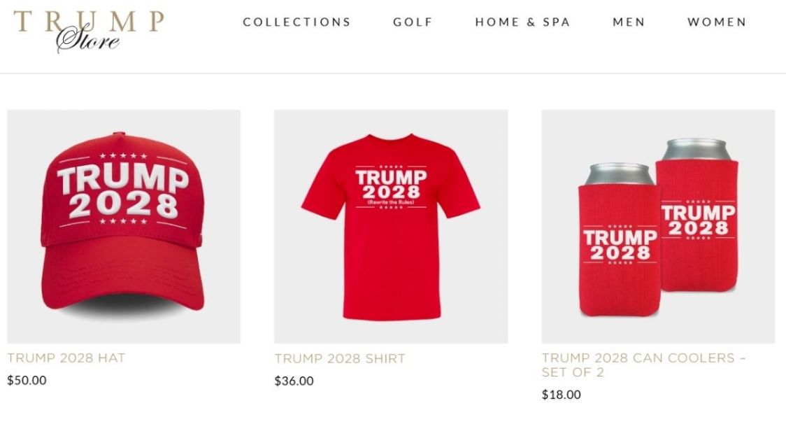 Tienda oficial de Trump vende gorras y playeras para promover un tercer mandato