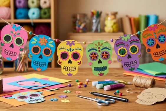 ¿Cómo hacer una guirnalda de calaveritas para decorar el salón de clases en el Día de Muertos?