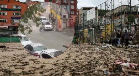 Mujer es arrastrada por la corriente tras devastadoras lluvias en Estambul | VIDEO