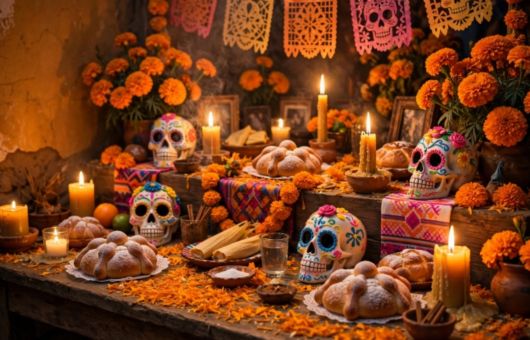 ¿Cuál es el significado espiritual de las flores de cempasúchil en la ofrenda de Día de Muertos?