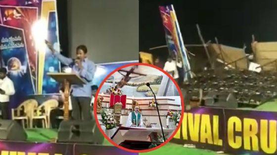 Reviven VIDEO de pastor siendo aplastado por pantalla gigante en pleno sermón tras la muerte del padre Patricio