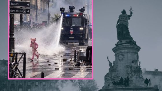 Foto de: ¿Es REAL la imagen de la Pantera Rosa en las protestas estudiantiles de Francia?