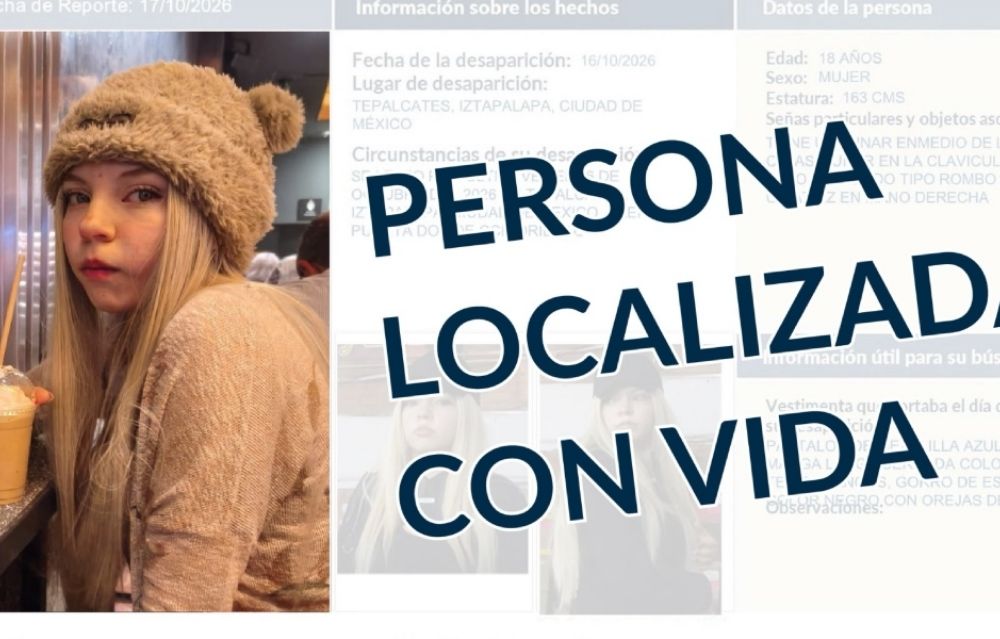 Localizan con vida a Dasha Yunhuet Vázquez Castro, estudiante desaparecida del CCH Oriente