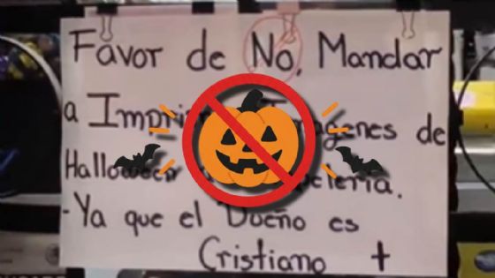 Foto de: Se viraliza cartel de papelería que rechaza Halloween por motivos religiosos