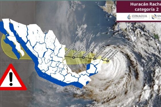 Foto de: Huracán Rachel se fortalece y es de nuevo categoría 2: alertan por DESLAVES y fuertes lluvias
