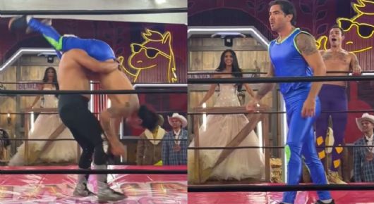 Mono Osuna olvida el futbol y se luce como luchador con Pimpinela Escarlata en La Granja VIP