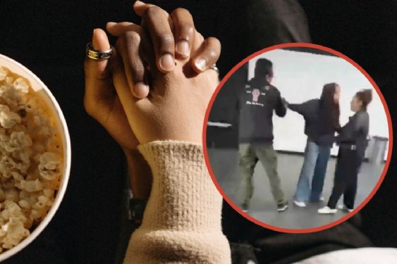 Joven confronta a su padre tras descubrirlo en plena infidelidad con su amante en un cine | VIDEO