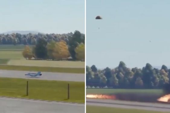 Foto de: ¿Es real el video de un avión de combate que se estrella y explota durante su aterrizaje?