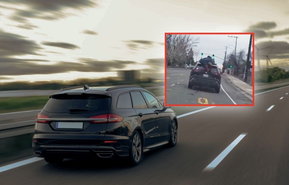 ¡Impresionante!: Un hombre saltó de auto en auto y viajó colgado de ellos | VIDEO