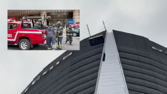 Rescatan a un trabajador que queda atrapado en un andamio en un hotel de Paseo de la Reforma | VIDEO