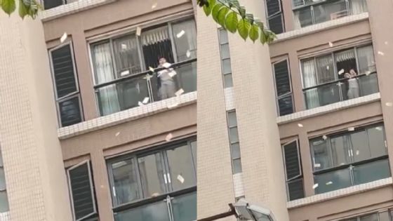 Mujer en crisis lanza más de 2.7 millones de pesos desde su casa: VIDEO