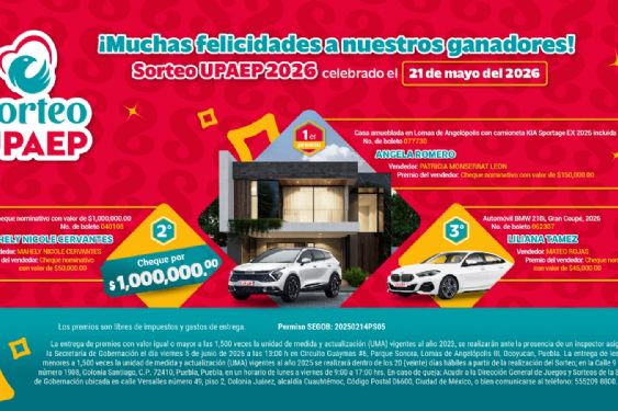 Sorteo UPAEP 2026