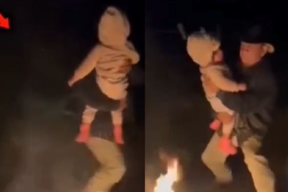 Hombre y bebé son acechados por supuesto demonio en plena convivencia familiar | VIDEO