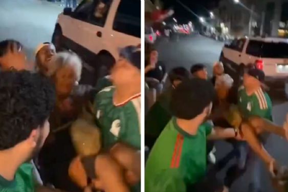 Hacen "volar" a adulta mayor y la dejan caer de gran altura durante festejos mundialistas | VIDEO