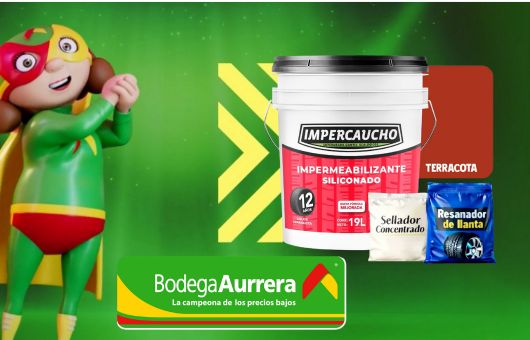 Bodega Aurrera remata impermeabilizante impercaucho de 19 litros: con kit completo con sellador y resanador