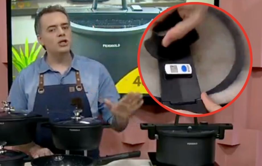 Famoso conductor de televisión sufre aparatoso accidente con olla express en pleno programa en vivo | VIDEO
