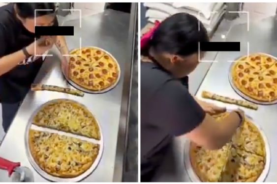 Cámara de seguridad revela inesperada práctica de empleada en una pizzería | VIDEO