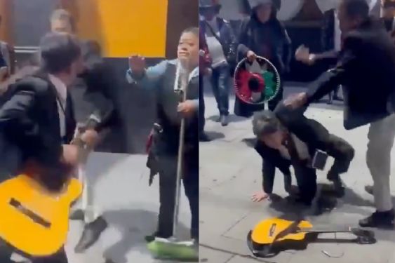 ¡Hasta con la guitarra le dio!: mariachis protagonizan fuerte pelea a golpes en Plaza Garibaldi | VIDEO