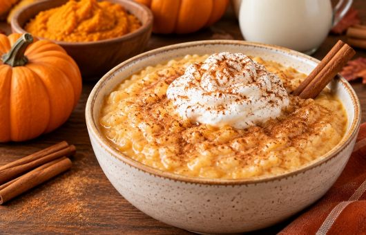 Prepara este delicioso arroz con leche pumpkin spice; queda cremosito y perfecto para el otoño