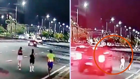 Mujer es brutalmente atropellada por un auto mientras corría junto a sus amigos | IMÁGENES FUERTES