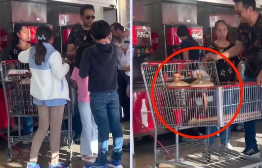 Captan a familia rellenando dos garrafones de 20 litros con refresco en centro comercial | VIDEO